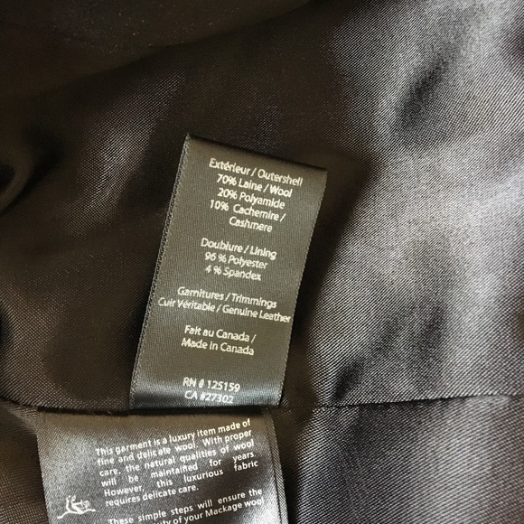 Mackage wool coat, black, size small - Picture 4 of 4